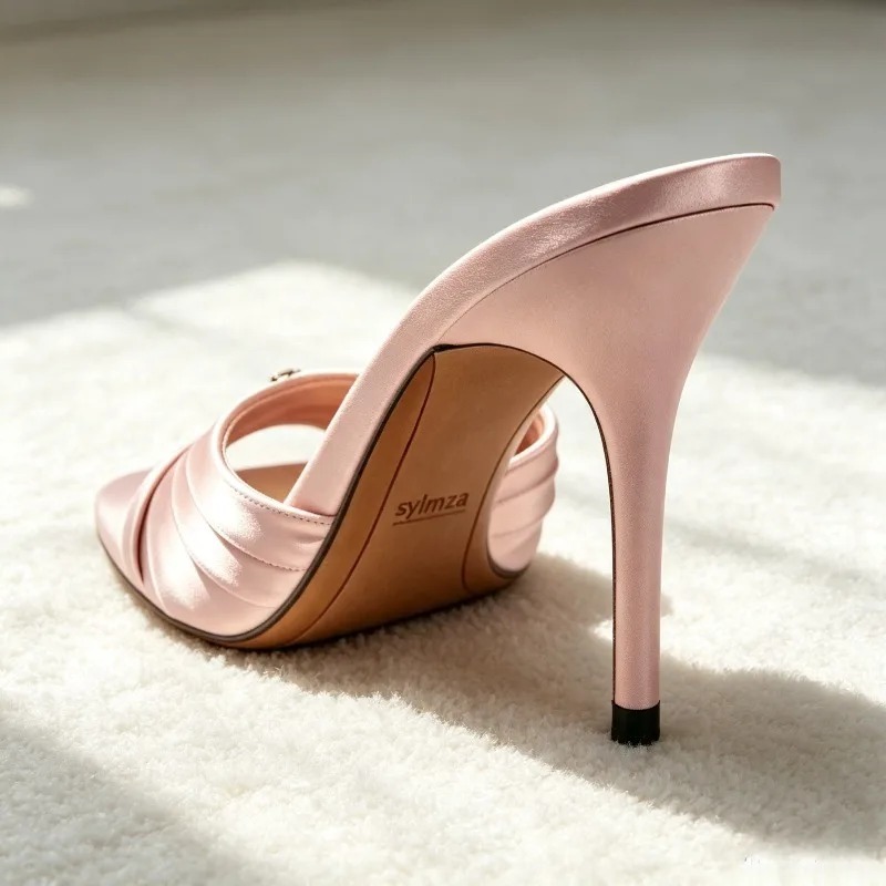 Slip Dress Satin - Sandalias de Mujer con Detalles de