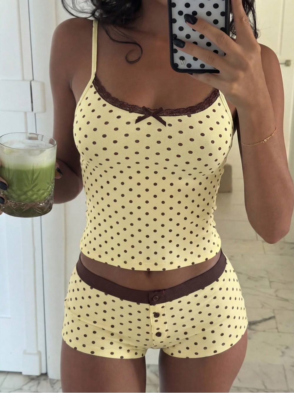 Conjunto de pijama de dos piez - Cami Top Lace reseña y precio